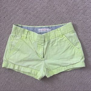 JCrew Womens Chino Neon Yellow Shorts Sz 2